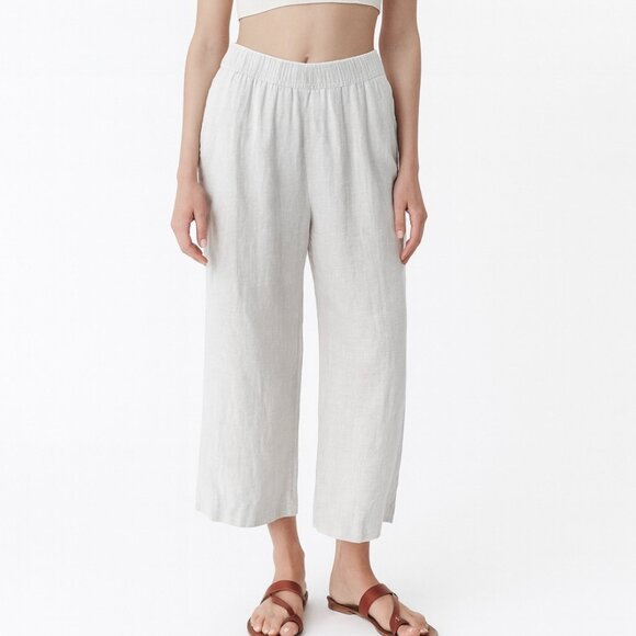 Tahari White 100% Linen Wide Leg Pants Size XL Coastal Chic Resortwear Minimalis - Picture 1 of 8